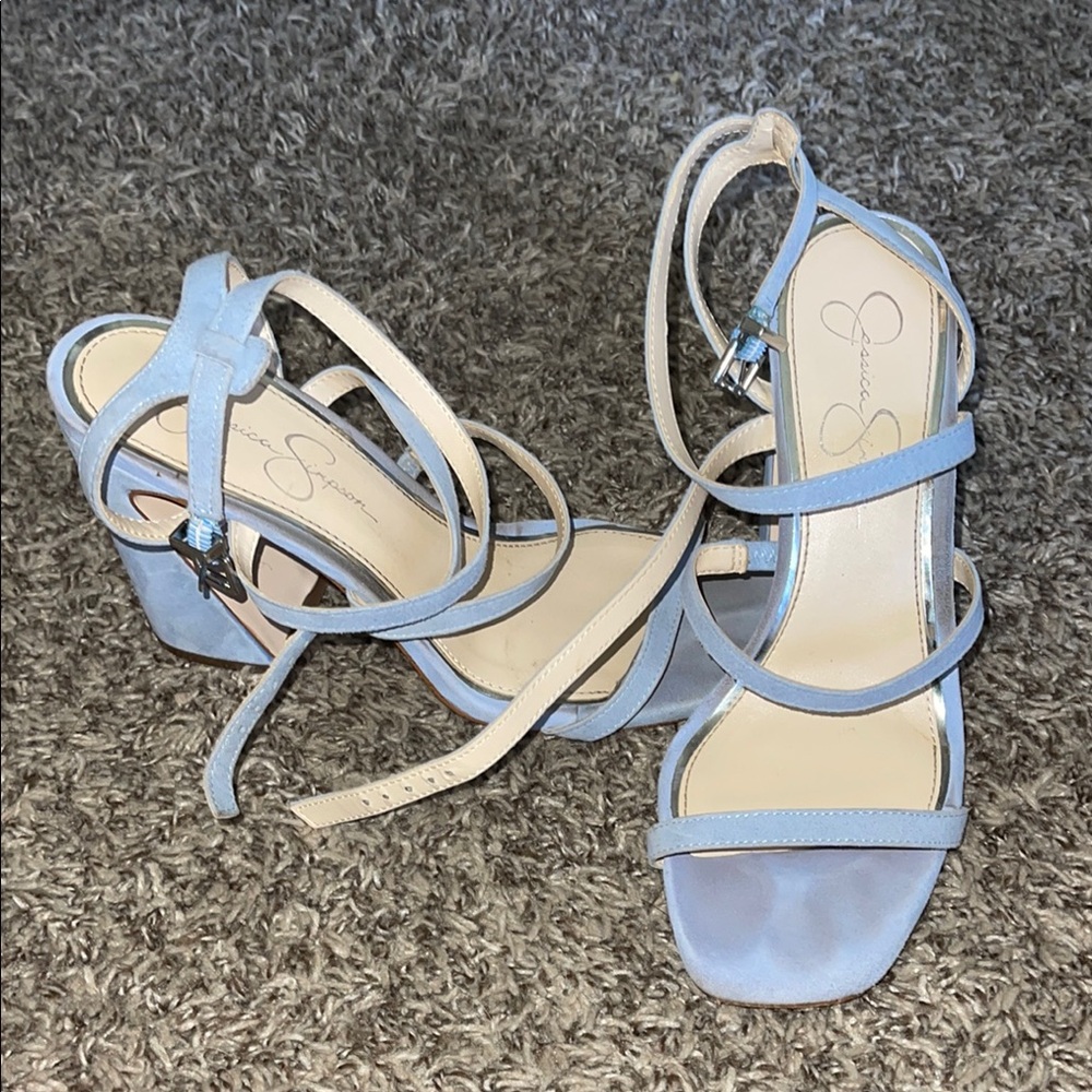 Jessica Simpson Blue Heels Elegant Strappy Design